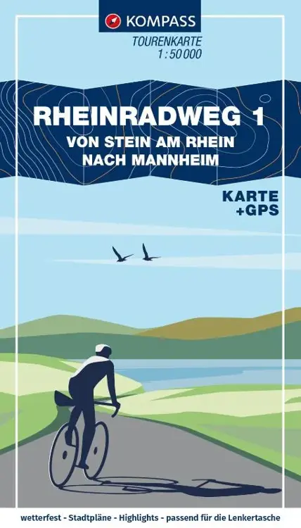 Kompass fietskaart Fietsroute 1 Rijn