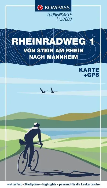 Kompass fietskaart Fietsroute 1 Rijn