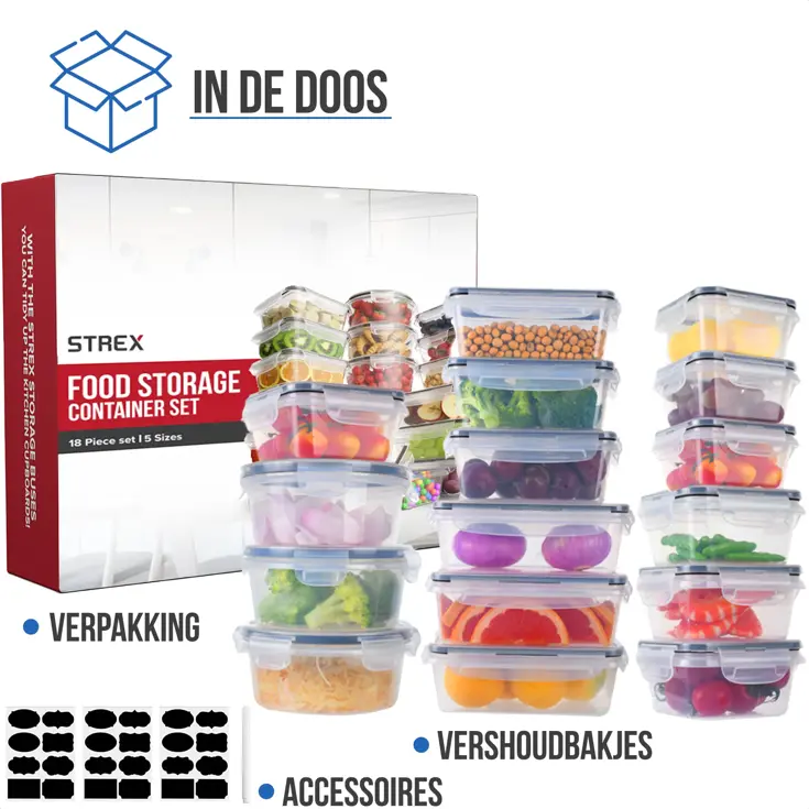 Vershoudbakjes Plastic - 18 Delig