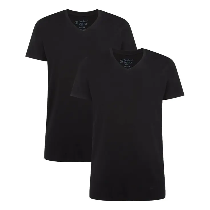 VELO - 2 V-hals T-shirts Bamboo Basics