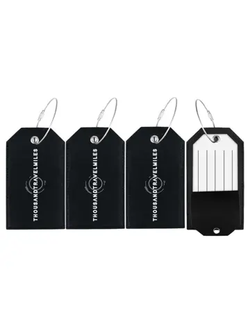 Bagagelabel – 4 stuks – Leer – Zwart