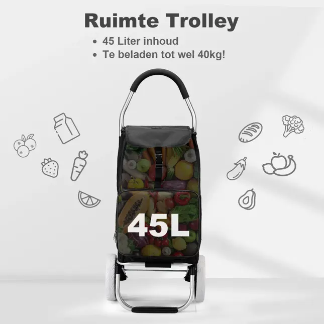 45L boodschappentrolley met koelvak