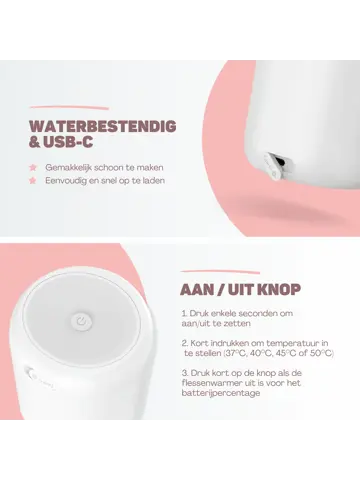 Flessenwarmer Wit Onderweg - MAX - 13200 mAh