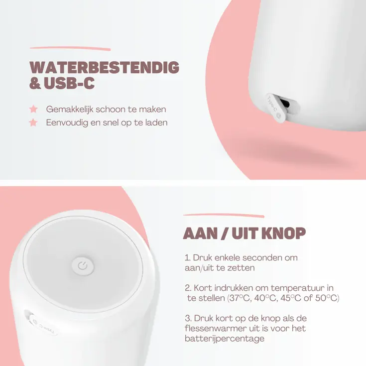 Flessenwarmer Wit Onderweg - MAX - 13200 mAh