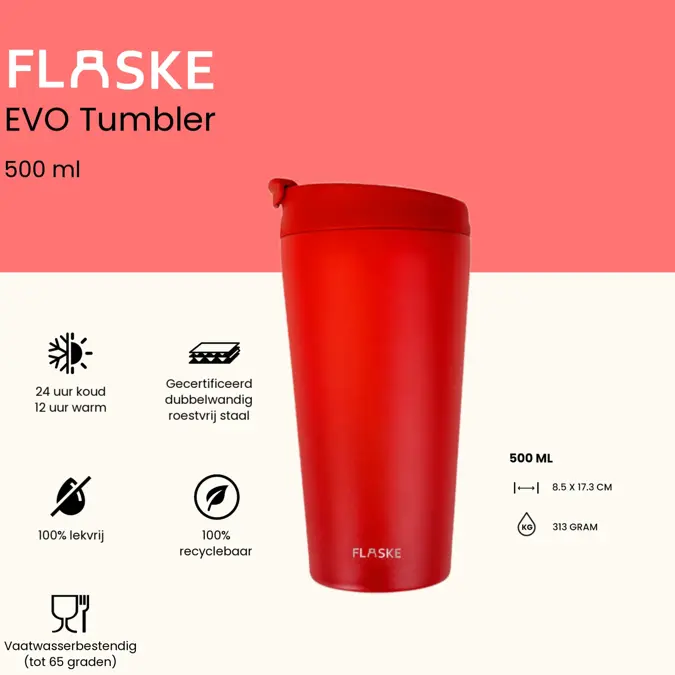 FLASKE 500 ml  Koffiebeker to go