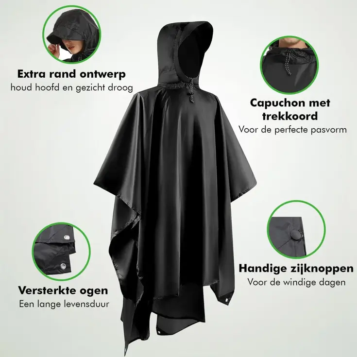 Regenponcho voor Fiets en Wandelen - Waterdicht