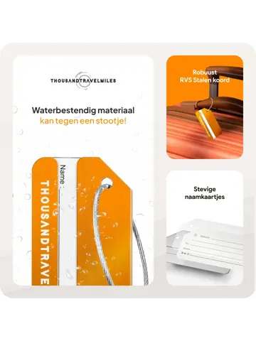Aluminium kofferlabels – 4 stuks – Oranje