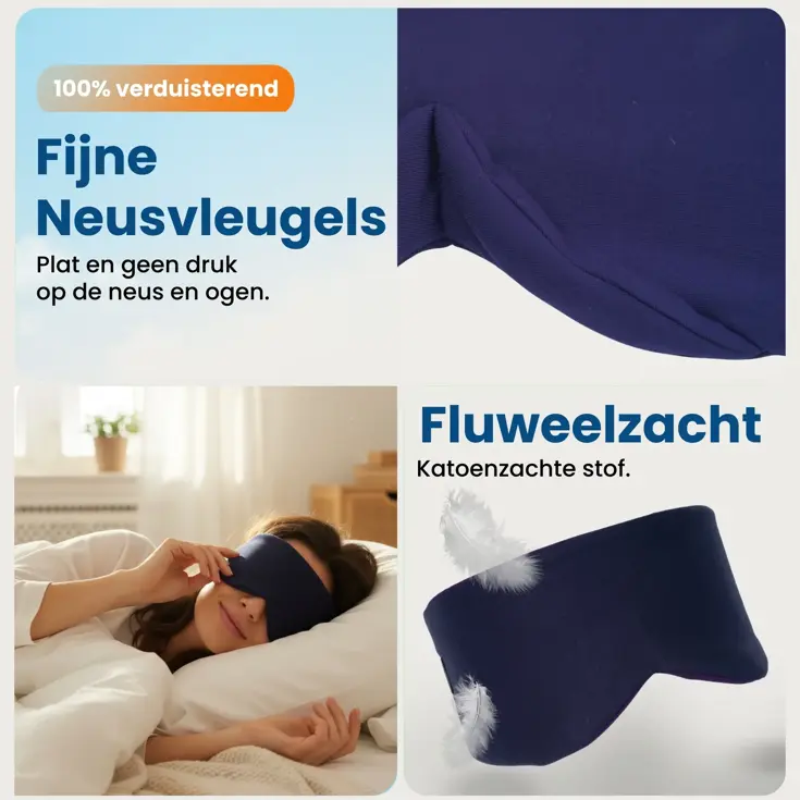 Slaapmasker Katoen - Donkerblauw - PurelyGoods