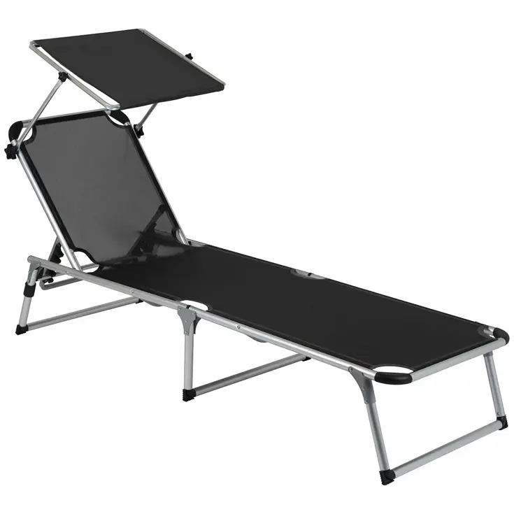Bo-Camp Ligbed Zonnescherm 5 Standen Zwart
