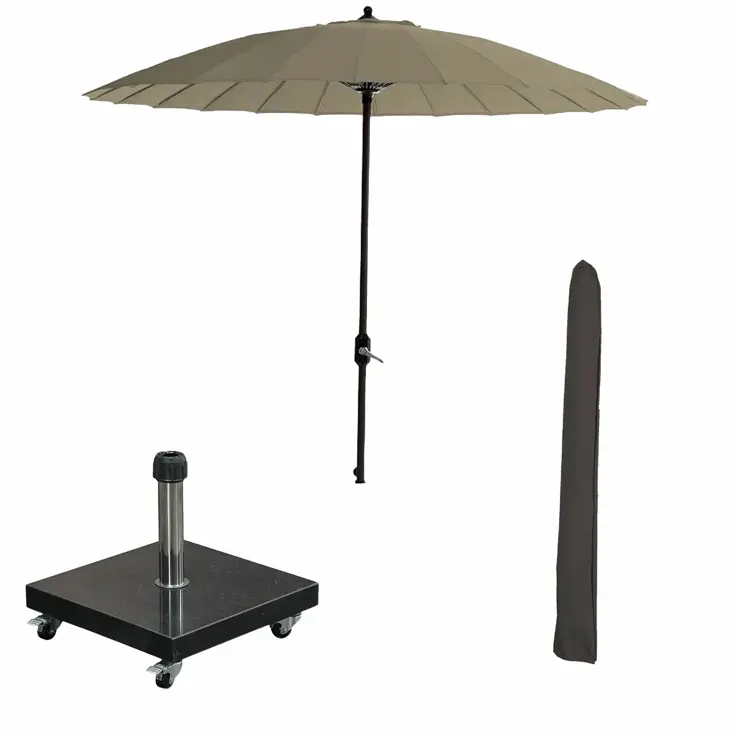Manilla Stokparasol incl voet en hoes