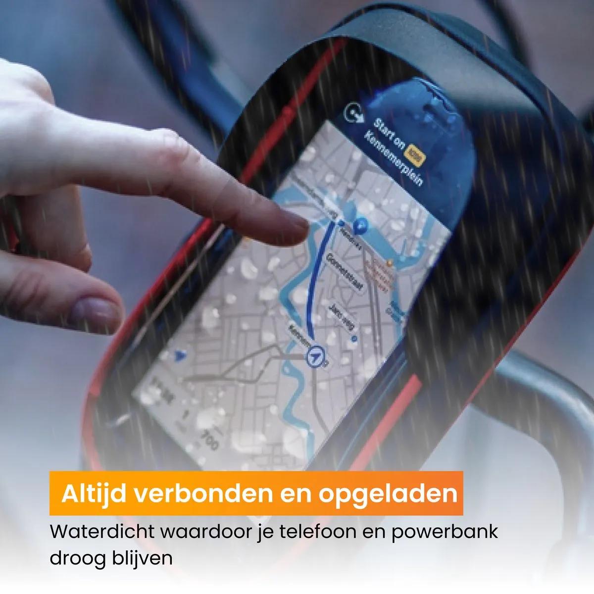 R2B® Robuuste Telefoonhouder Fiets Waterdicht Powerbank 10.000 mAh