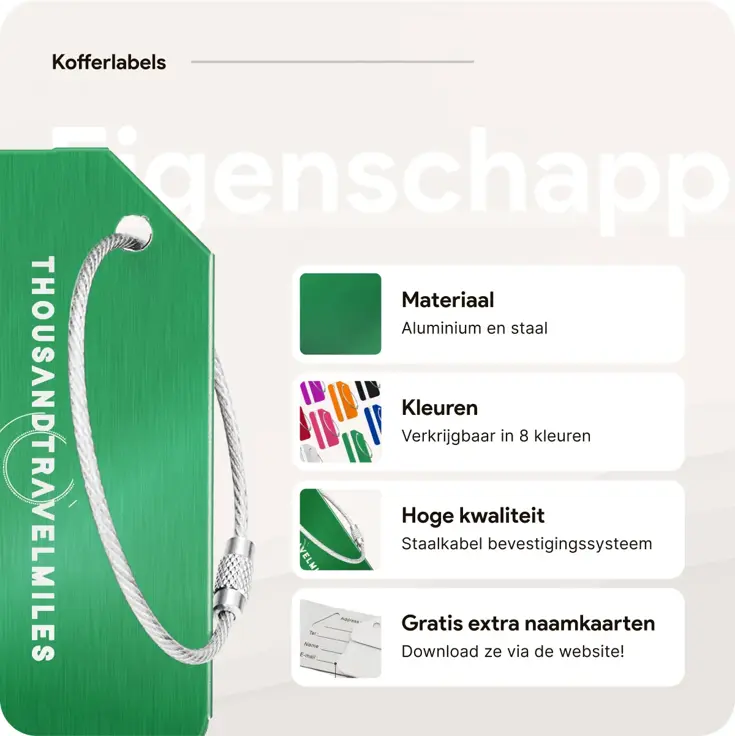 Aluminium Bagagelabel – 2 stuks – Groen