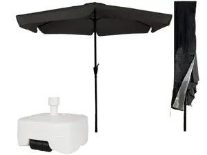 CUHOC Parasol Zwart Ø3m Met Voet En Hoes