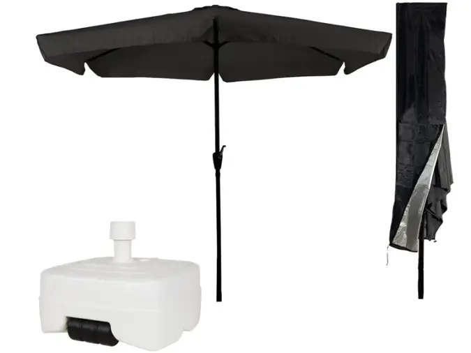 CUHOC Parasol Zwart Ø3m Met Voet En Hoes