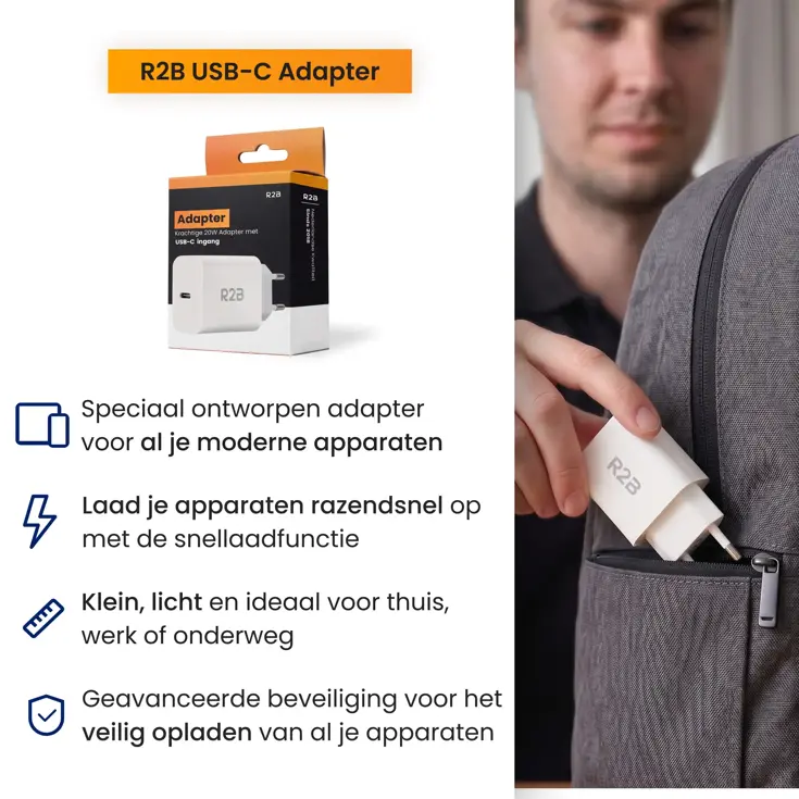 Krachtige 20W USB C Adapter - Wit