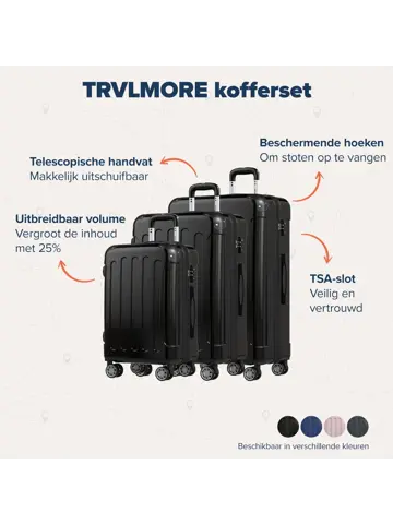 Kofferset – 3 Delig – 45L – Zwart