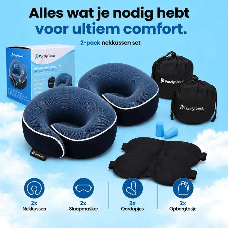Reissets 2-Pack - Nekkussen Vliegtuig Memory Foam