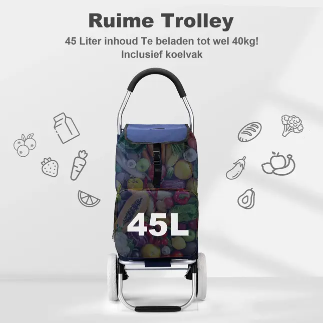 45L boodschappentrolley met koelvak