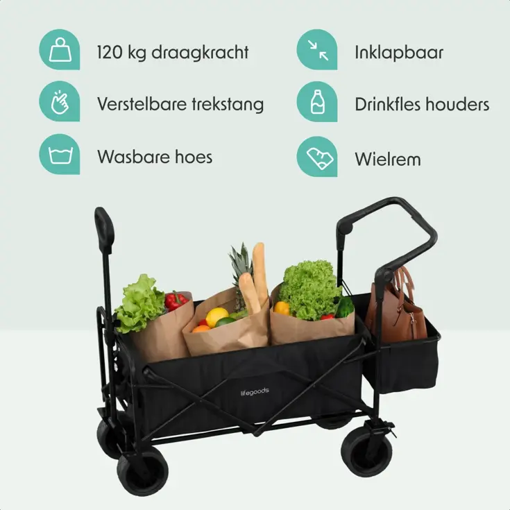 Bolderkar – Tot 120KG – 90L – Zwart