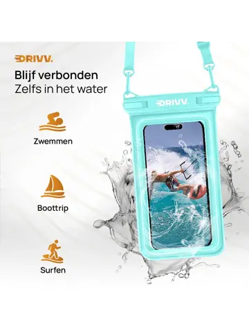 Drivv. Waterdicht Telefoonhoesje - 6.8" Blauw