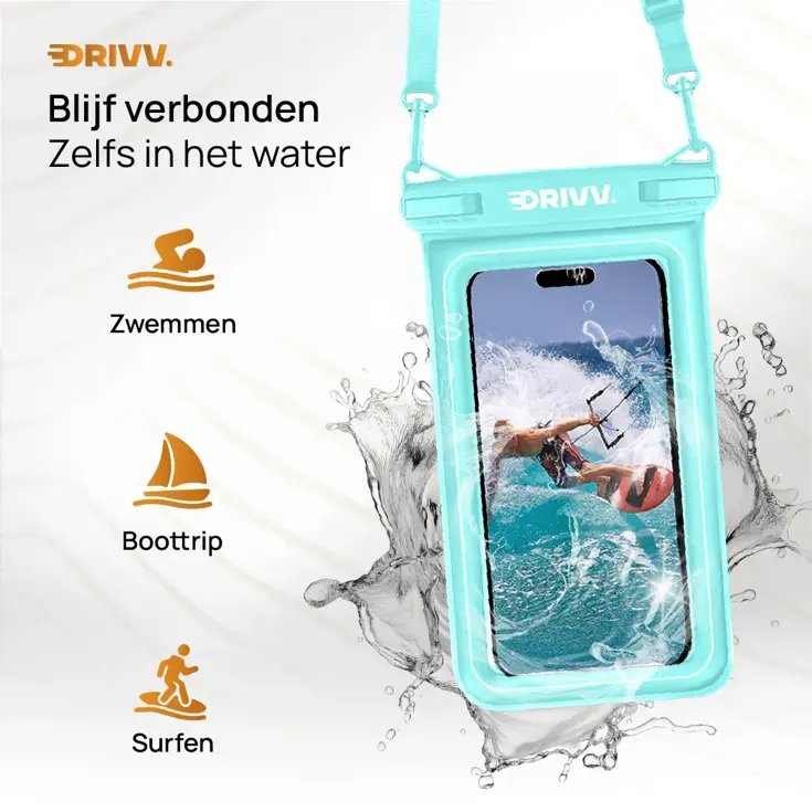 Drivv. Waterdicht Telefoonhoesje - 6.8" Blauw