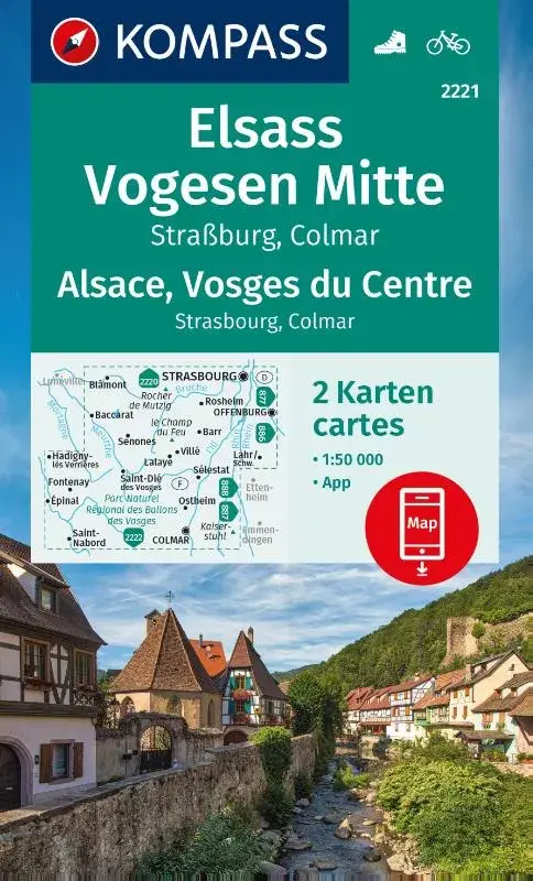 Kompass wandelkaart - Fietskaart 2221 Elsass - Vogesen Mitte, Alsace - Vosges du Centre
