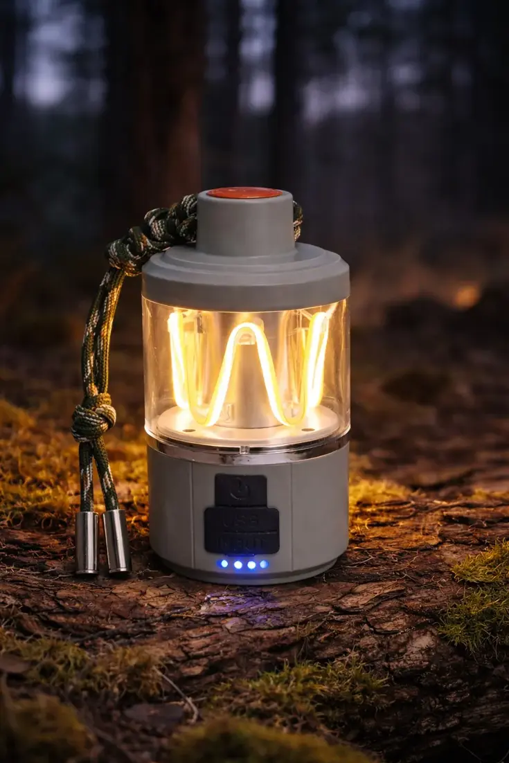 String campinglamp met zaklamp