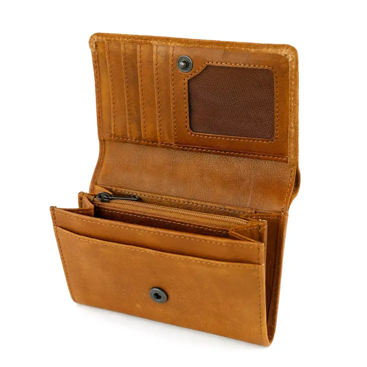 Flappie - Suede overslagportemonne - Leer