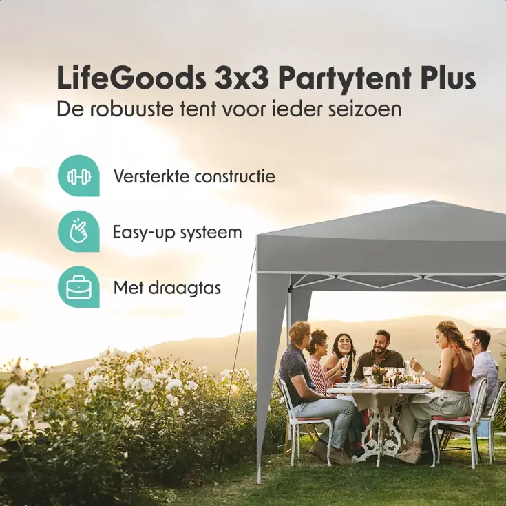 Partytent Plus – 3x3 m – Grijs
