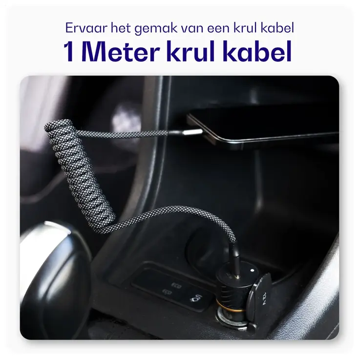 Flex USB-A naar Lightning Krulsnoer 1M Zwart