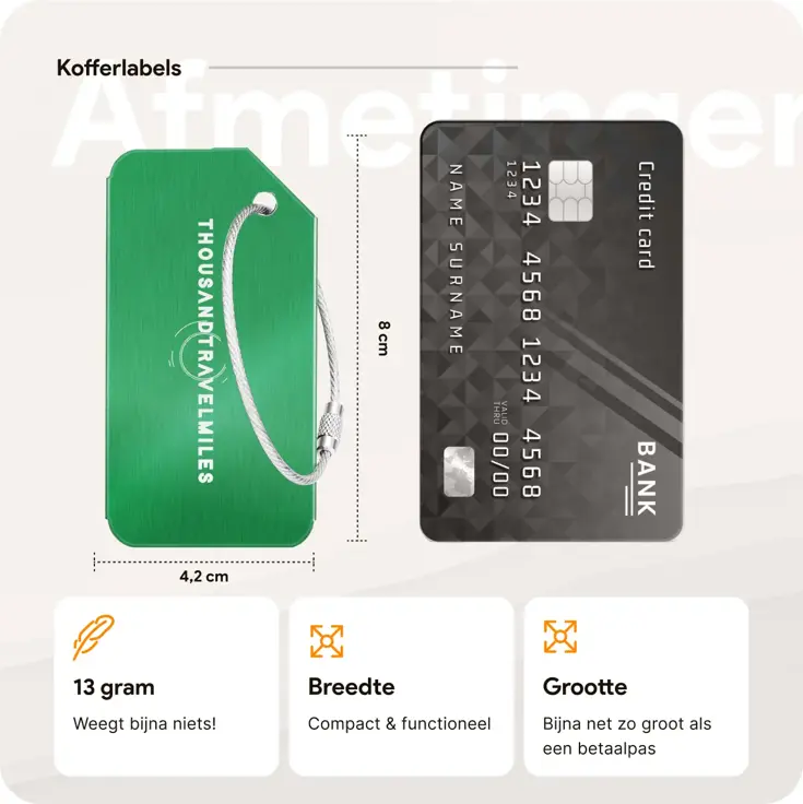 Aluminium kofferlabels – 4 stuks – Groen