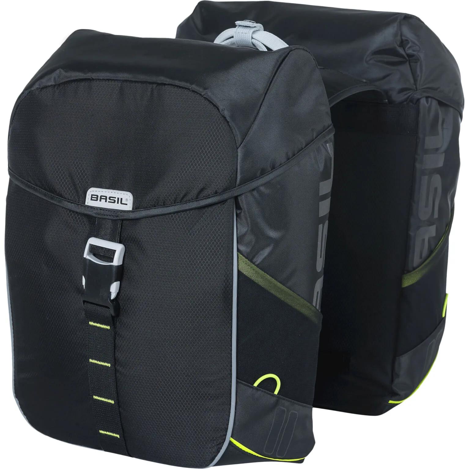 Basil  fietstas dubbel Miles black lime 32L  Zwart main product image