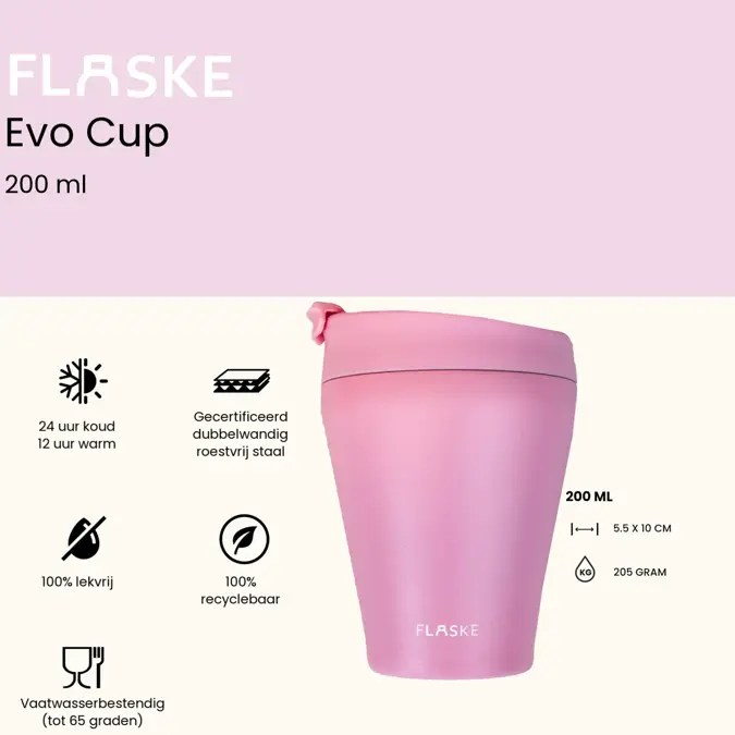 FLASKE 200ML RVS Koffiebeker to Go