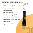 Homey's Mel zaklamp LED oplaadbaar 150 lumen