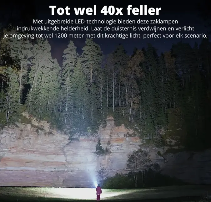 FlinQ Oplaadbare Zaklamp - 1200 meter bereik