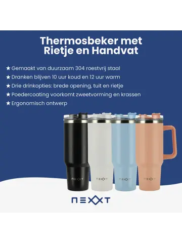 Nexxt Thermosbeker met Rietje - 1,2 Liter