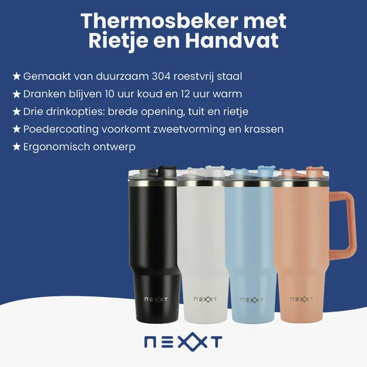 Nexxt Thermosbeker met Rietje - 1,2 Liter
