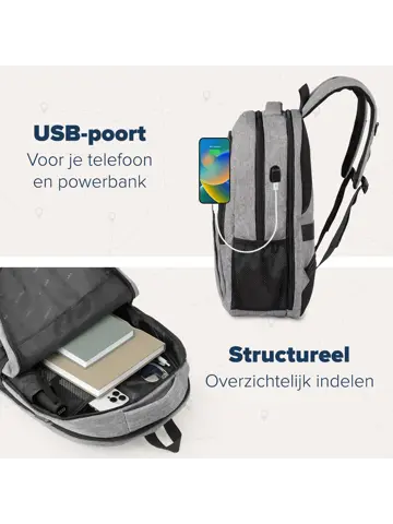 Rugtas – 36L – 17,3 Inch – Grijs