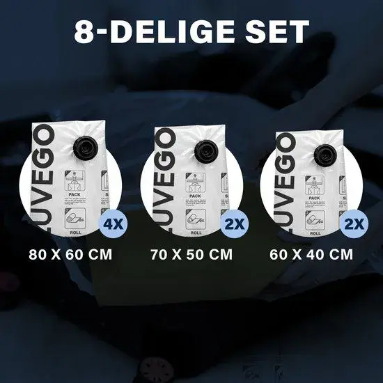 Luvego - Vacuümzakken voor Kleding - 8-Pack