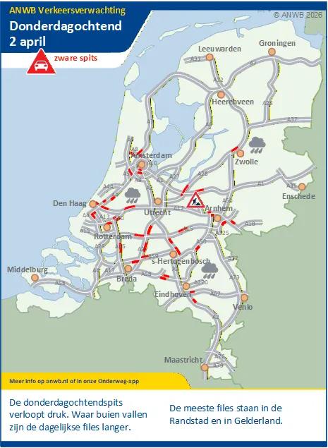 Donderdagochtend een drukke ochtendspits met buien.