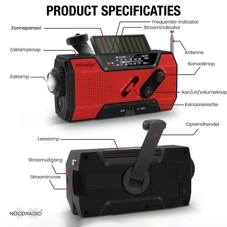 Noodradio® Solar Opwindbaar Met Batterijen
