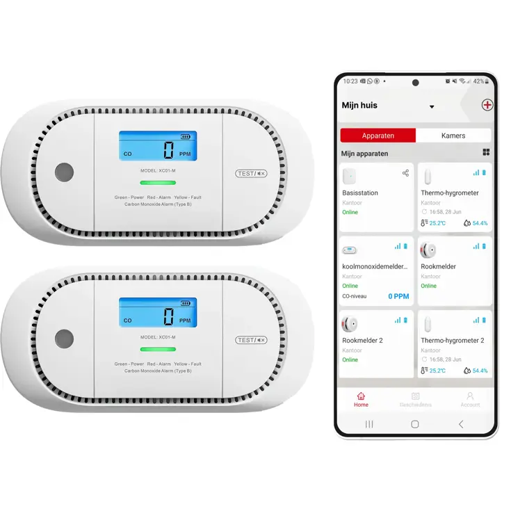 XC01-M Koppelbare koolmonoxidemelder 2-pack