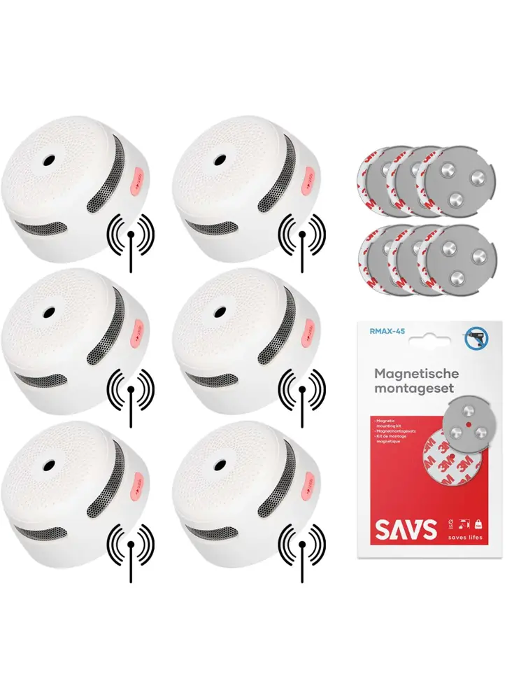 XS01-W Draadloos koppelbare rookmelder 6-pack