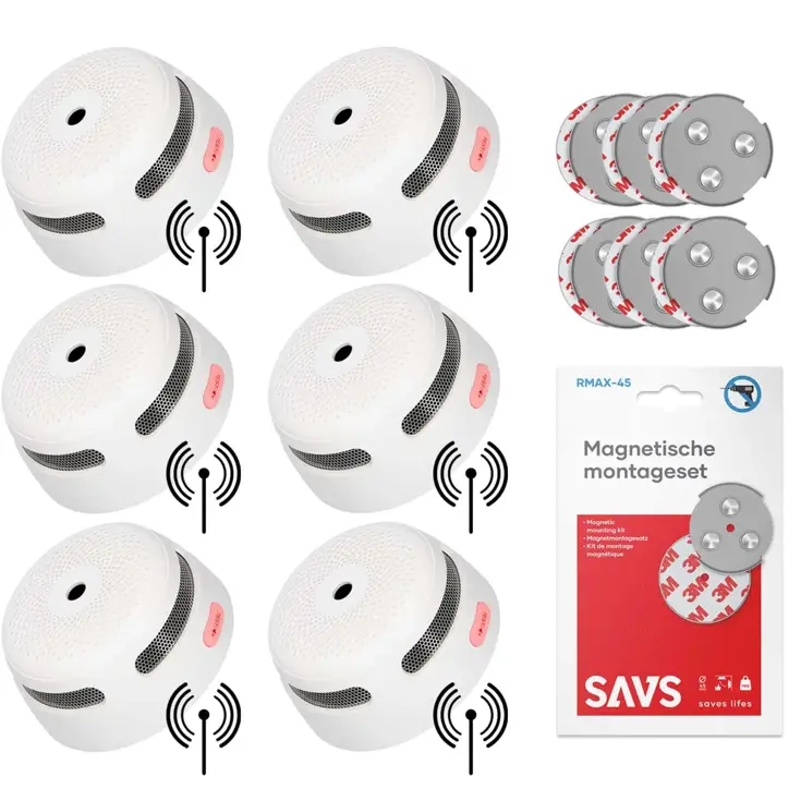 XS01-W Draadloos koppelbare rookmelder 6-pack