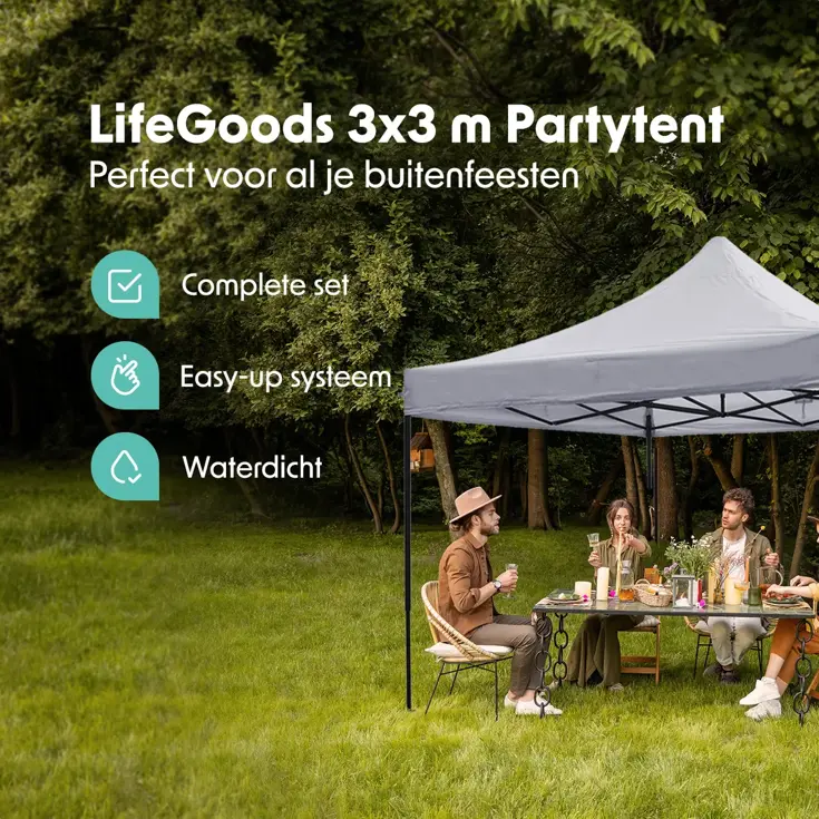 LifeGoods Partytent – 3x3 m - Easy-Up