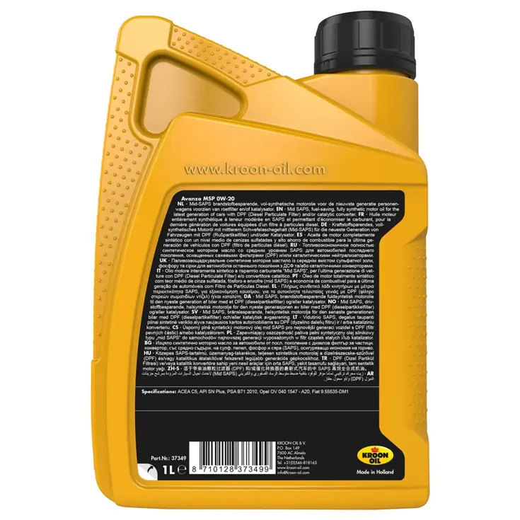 Brandstofbesparende Synthetische Motorolie 0W-20