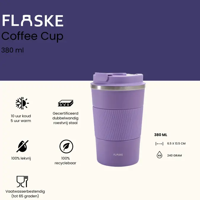 FLASKE 380ML  RVS Koffiebeker to Go