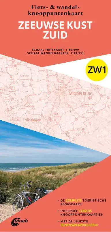 ANWB Fiets en wandelknooppuntenkaart ZW1 Zeeuwse Kust zuid