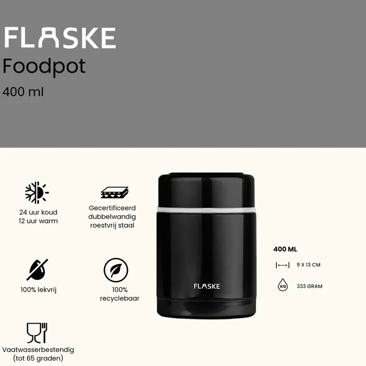 FLASKE  400ML  Herbruikbare Voedselcontainer
