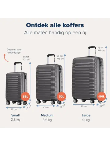 Kofferset – 2 Delig – 38L – Donkergrijs